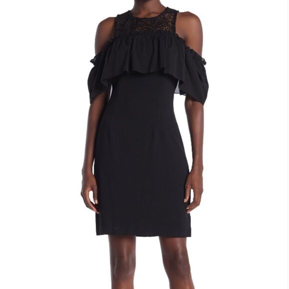 Trina Turk Black Cold Shoulder Mini Dress Size 0 - Picture 1 of 8